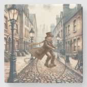 Steampunk Cat Riding a Penny-farthing Bike ストーンコースター (正面)