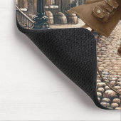 Steampunk Cat Riding a Penny-farthing Bike マウスパッド (コーナー)