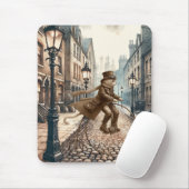 Steampunk Cat Riding a Penny-farthing Bike マウスパッド (マウス)