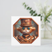 Steampunk Cat Soldier In 8 Sided Bronze Frame 招待状 (スタンド正面)