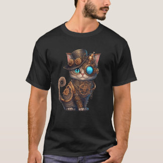 Steampunk Cat Steampunk Kitten Lovers Fantasy Cats Tシャツ