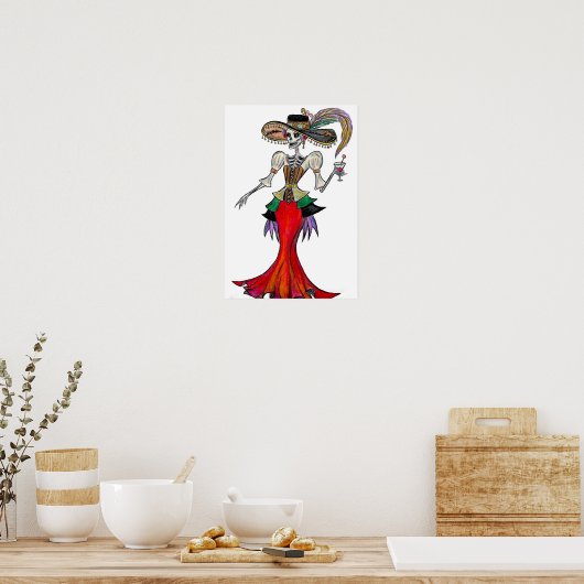 Steampunk Catrina, Dia de los Muertos poster ポスター (キッチン)