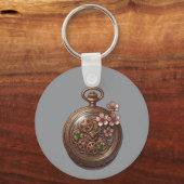 Steampunk Celtic Clover & Cherry Blossom Keychain キーホルダー (正面)