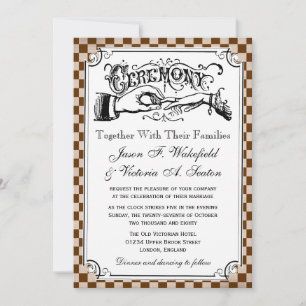 Steampunk Checkerboard結婚式招待状 招待状