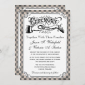 Steampunk Checkerboard結婚式招待状 招待状 (正面/裏面)