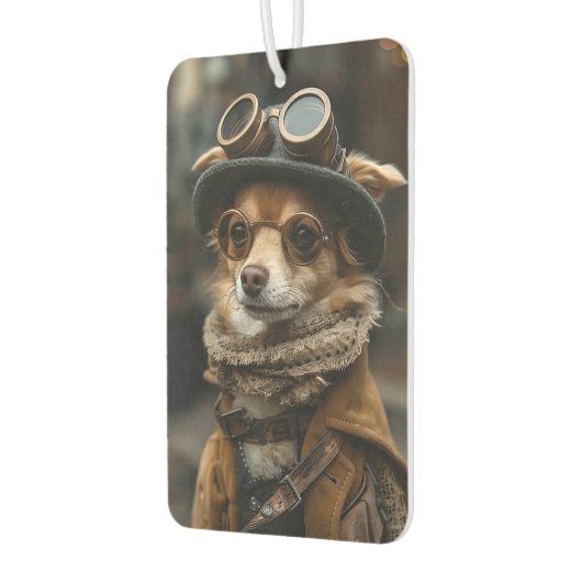 Steampunk Chihuahua Dog Funny Gift Air Freshener カーエアーフレッシュナー (左)