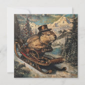 Steampunk Christmas Beaverカスタマイズ可能 シーズンカード (正面)