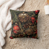 Steampunk Christmas Throw Pillow クッション (ブランケット)