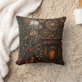 Steampunk Christmas Throw Pillow クッション (ブランケット)