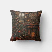 Steampunk Christmas Throw Pillow クッション (正面)
