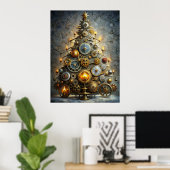 Steampunk Christmas Tree Poster ポスター (ホームオフィス)