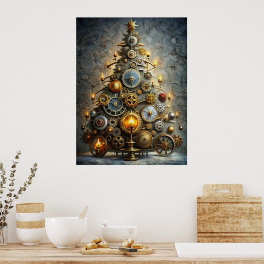 Steampunk Christmas Tree Poster ポスター (キッチン)
