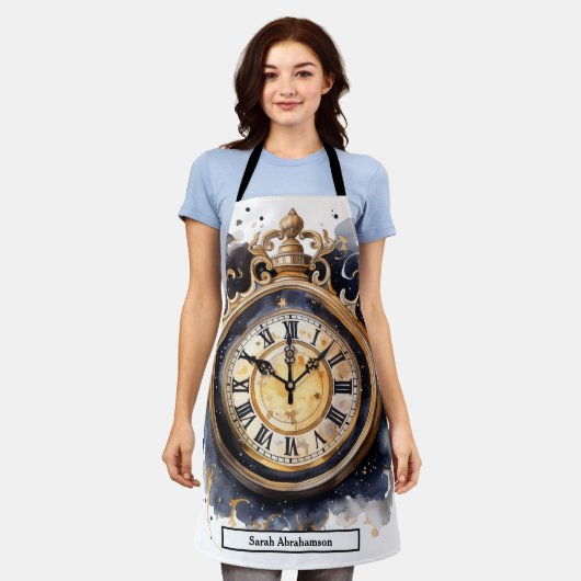 Steampunk Clock Face Apron エプロン (着用した状態)