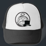 steampunk clock,gear,hat キャップ<br><div class="desc">A steampunk inspired graphic design featuring a clock,  gear and hat.  Add your own name or moniker. Use as a prize or gift.</div>