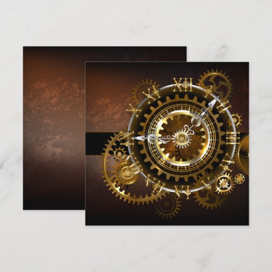 Steampunk clock with antique gears 案内状 (正面/裏面)