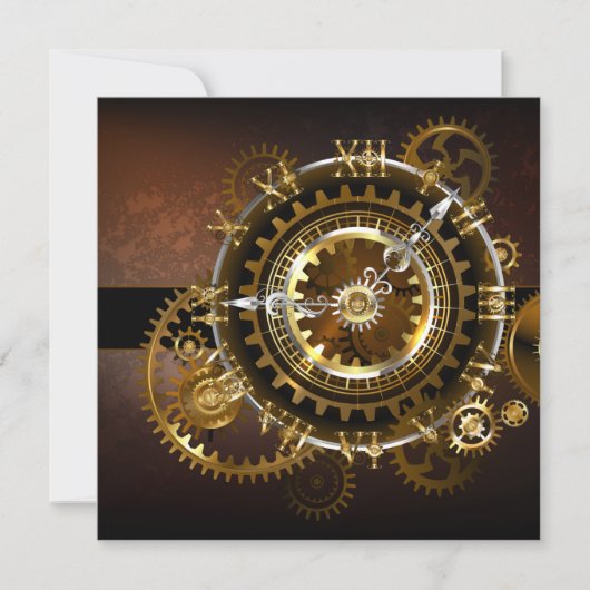 Steampunk clock with antique gears 案内状 (正面)