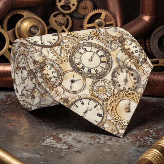 Steampunk Clocks Custom Necktie Tie ネクタイ
