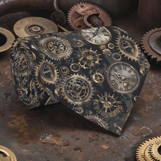 Steampunk Clocks Custom Necktie Tie ネクタイ