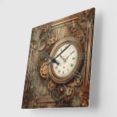 Steampunk Clocks & Gears Wall Clock スクエア壁時計 (傾斜)