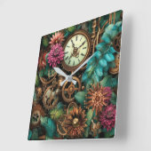 Steampunk Clocks & Gears Wall Clock スクエア壁時計 (傾斜)