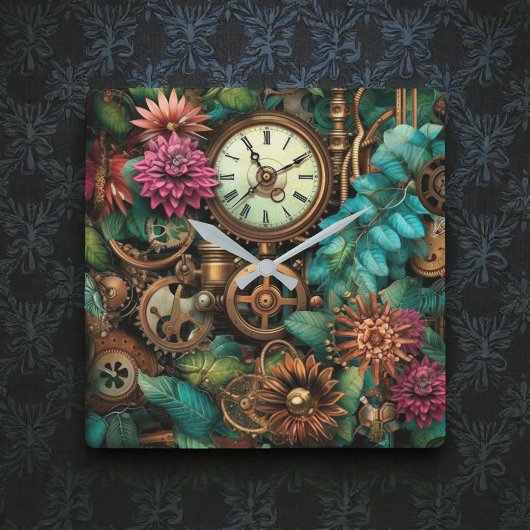 Steampunk Clocks & Gears Wall Clock スクエア壁時計