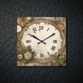 Steampunk Clocks Wall Clock スクエア壁時計