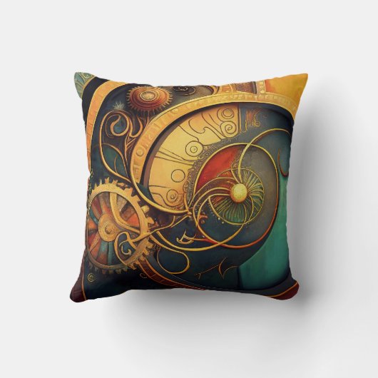 Steampunk Clockwork Abstract Design クッション (裏面)