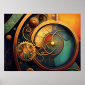 Steampunk Clockwork Abstract Design ポスター (正面)