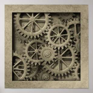 Steampunk Cogwheels Poster ポスター