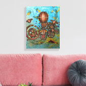 Steampunk Collage Aqua & Copper Canvas Print キャンバスプリント (インサイチュ (リビング))