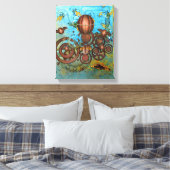 Steampunk Collage Aqua & Copper Canvas Print キャンバスプリント (インサイチュ (寝室))
