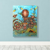 Steampunk Collage Aqua & Copper Canvas Print キャンバスプリント (インサイチュ (ウッドフロア))
