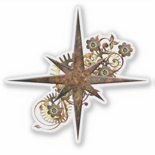 Steampunk Compass Star Transparent シール (正面)