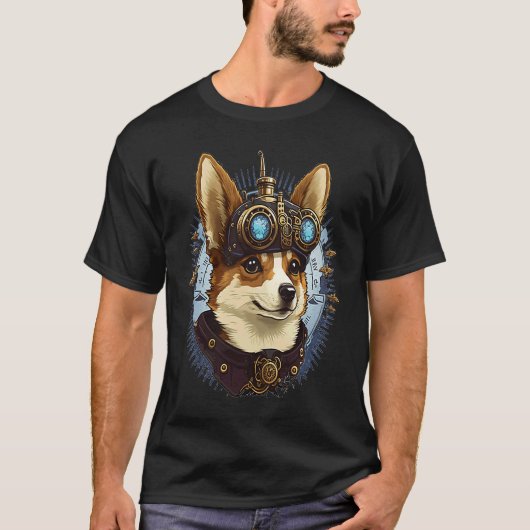 Steampunk Corgi Head  For Women & Men Tシャツ (正面)