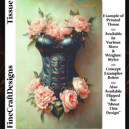 Steampunk Corset & Pink Peonies DF6RFデコページ 薄葉紙