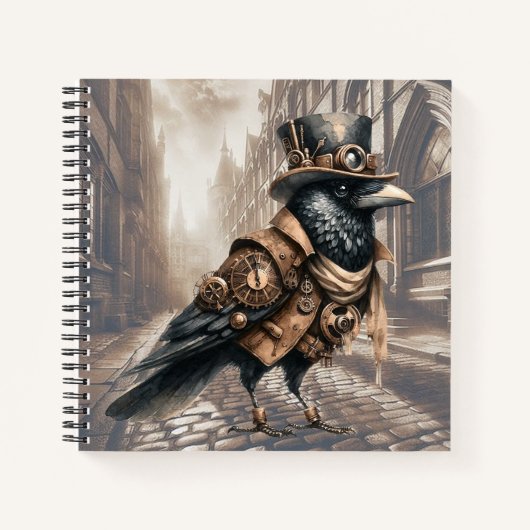 Steampunk Crow inロンドンスパイラルノート ノートブック (正面)