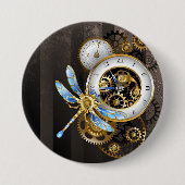 Steampunk Dials with Dragonfly 缶バッジ (正面)