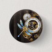 Steampunk Dials with Dragonfly 缶バッジ (正面)