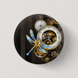 Steampunk Dials with Dragonfly 缶バッジ