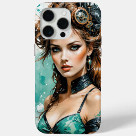 Steampunk Diva ⚙️ Style Rétro-Futuriste iPhone 15 Pro Maxケース