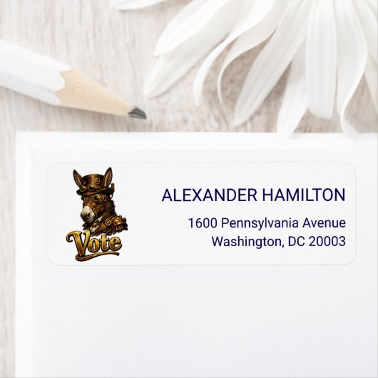 Steampunk Donkey Vote Return Address ラベル (インサイチュ)