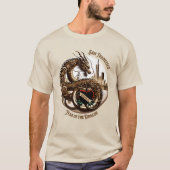 Steampunk Dragonとサンフランシスコ・スカイライン Tシャツ (正面)