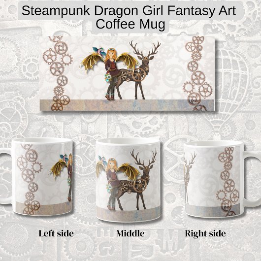 Steampunk Dragon Girl Fantasy Art  コーヒーマグカップ