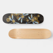 Steampunk Dragonflies on brown striped background スケートボード (横)