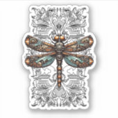 Steampunk Dragonfly Victorian Art Mechanical Steam シール (正面)