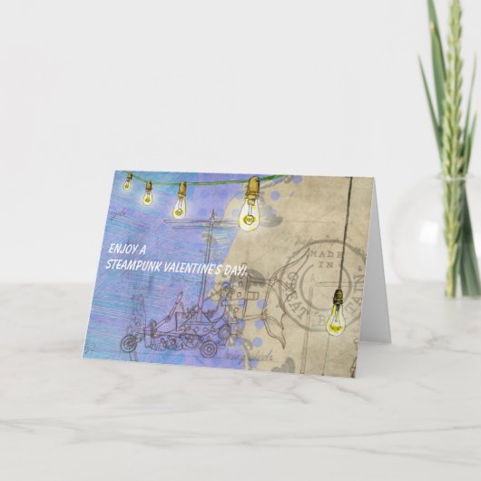 Steampunk Edison Lights on a Wire Valentine's Day シーズンカード (正面)