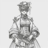 Steampunk Elegance: Intricate Black & White Fashio シール (正面)