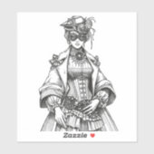 Steampunk Elegance: Intricate Black & White Fashio シール (シート)