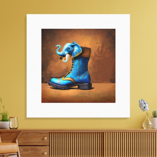 Steampunk Elephant Boot canvas print キャンバスプリント (インサイチュ (リビング))