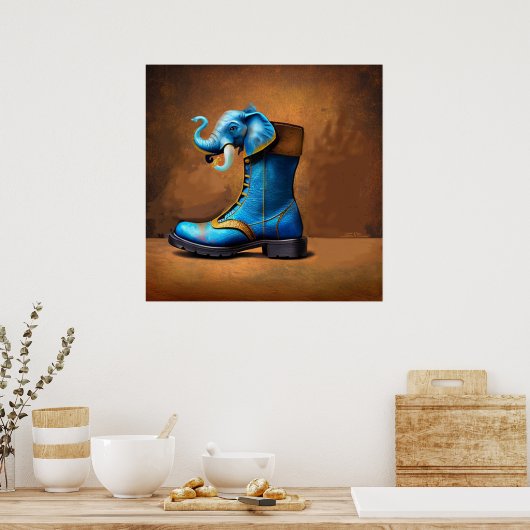 Steampunk Elephant Boot matte poster ポスター (キッチン)